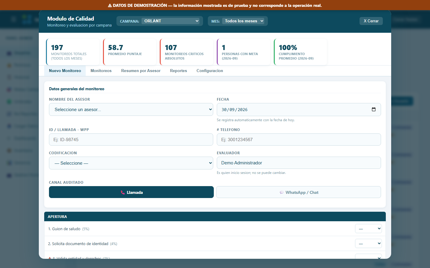 Formulario Nuevo Monitoreo